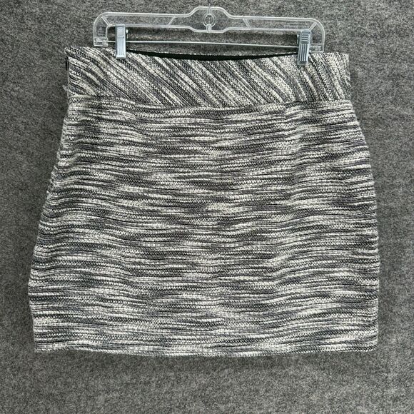 Loft Skirt Women 12 Gray Striped Mini Short Zipper Lined Cotton Mid Rise Casual - Picture 2 of 7